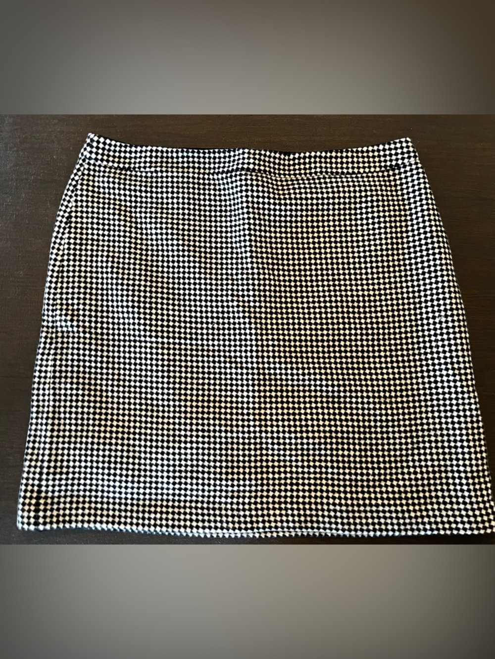 Talbots Black and White Houndstooth Flat Front wool skirt